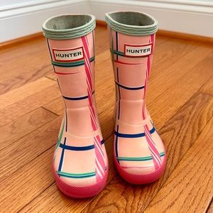 Hunter Kids First Rock Tartan (Toddler/Little Kid) Pink Candy Floss Boots, Sz 8